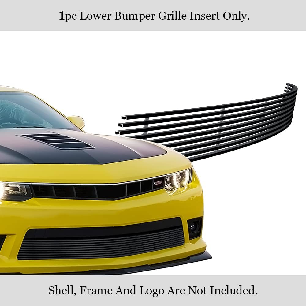 APS Compatible with Chevy Camaro 2014-2015 LT & LS with RS Package Lower Bumper Stainless Steel SS Black Billet Front Grill Grille Insert S18-H79956C