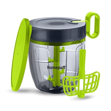 Home Puff Vegetable Chopper with Steel 3 Blade and Whipping Blade (Green)