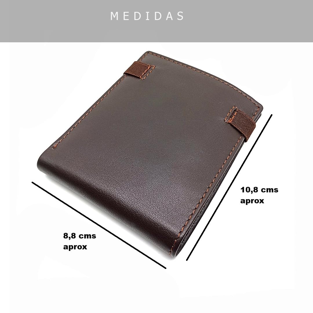 Cartera Hombre Piel Americana Elastico CON Monedero - 10096 Marron