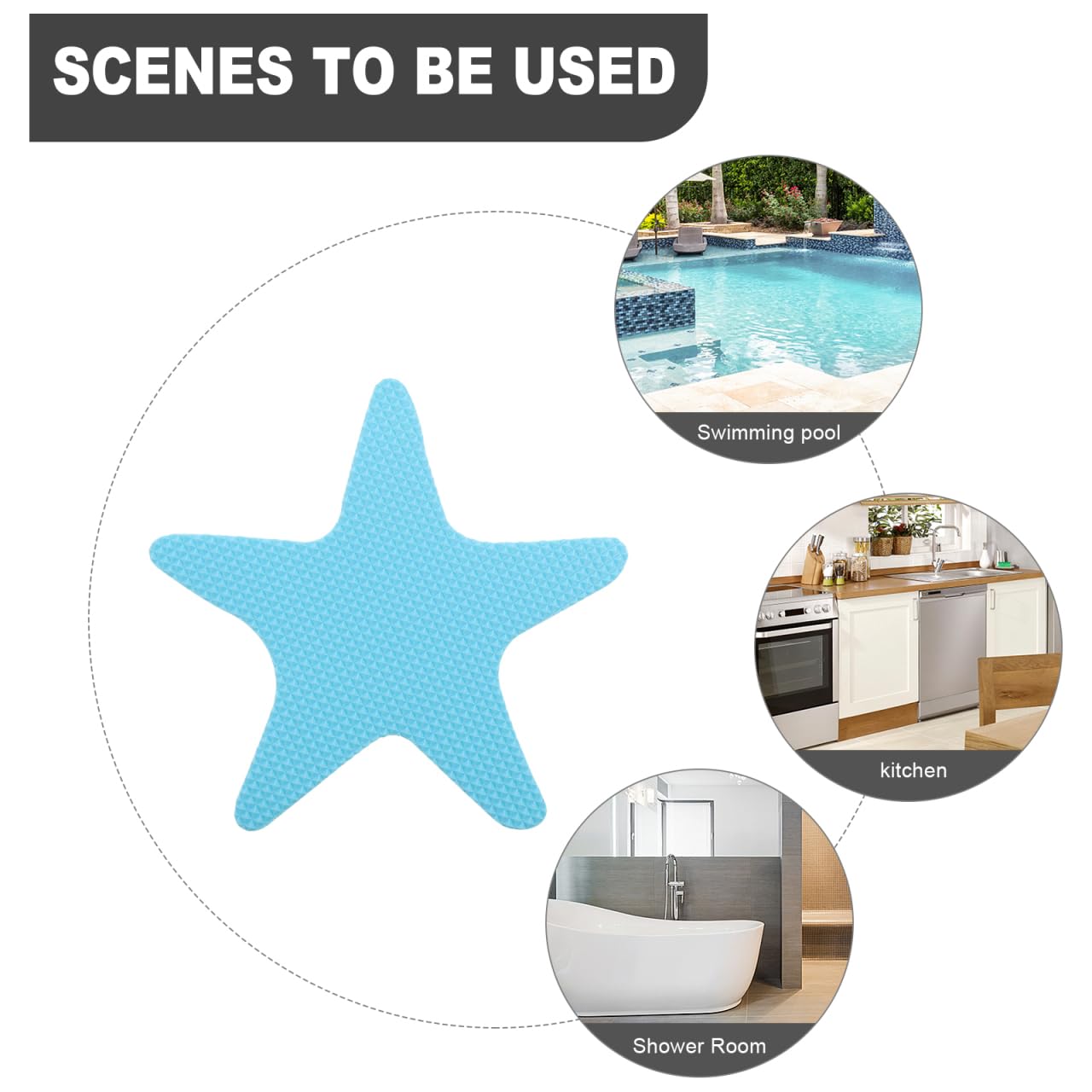 DOITOOL Adesivo Antiscivolo per Vasca da Bagno 3.1X3.3 Pollici Nastro Antiscivolo Sicurezza per Doccia Scale E Piscina Facile da Applicare 20 Pezzi
