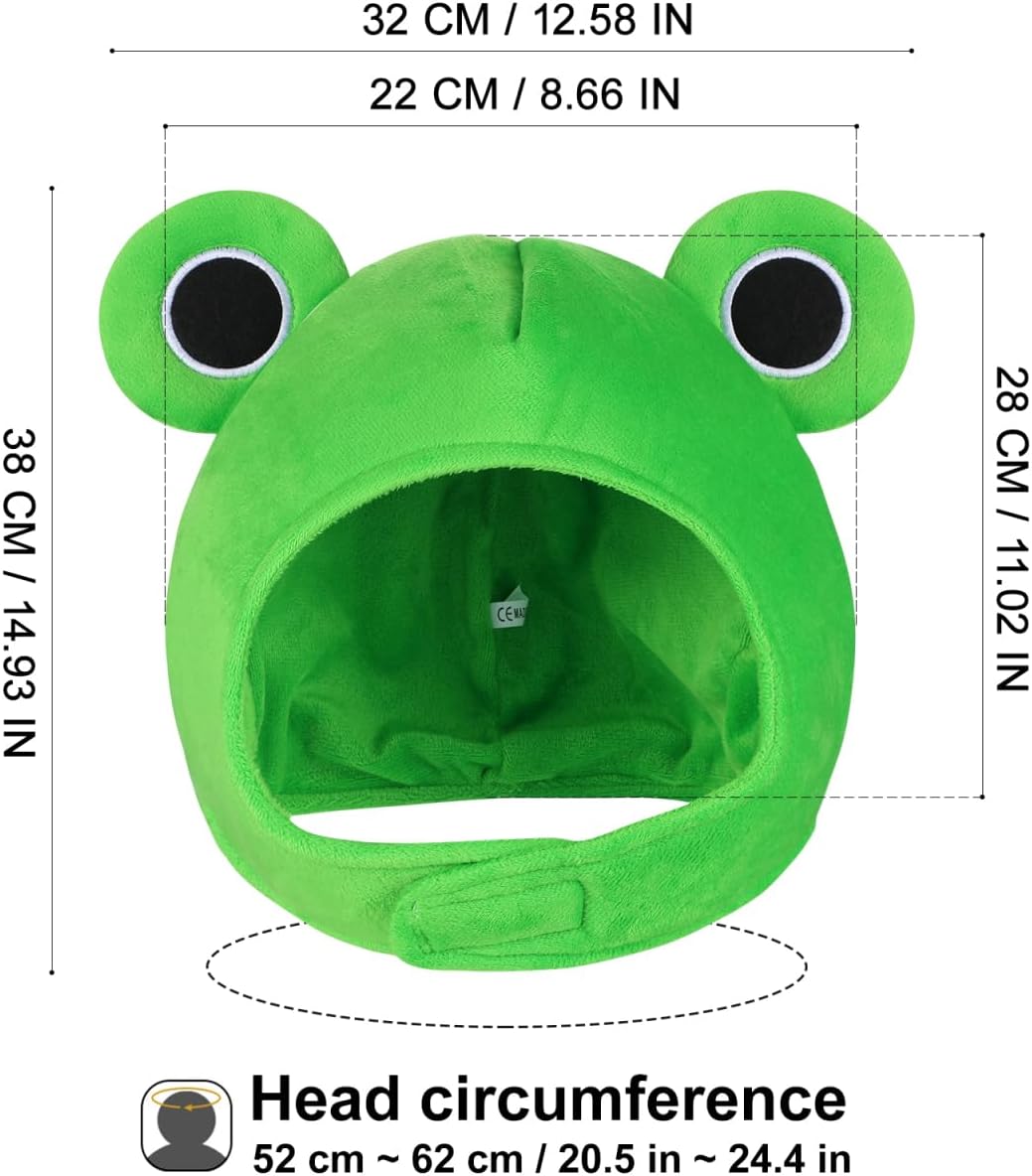 Amosfun Plush Frog Hat Adult, Funny Plush Animal Hat with Big Eyes, Cute Frog Costume Accessories for Adult, Kids Party Dress up Holiday Cosplay Costume (Green) - Image 4