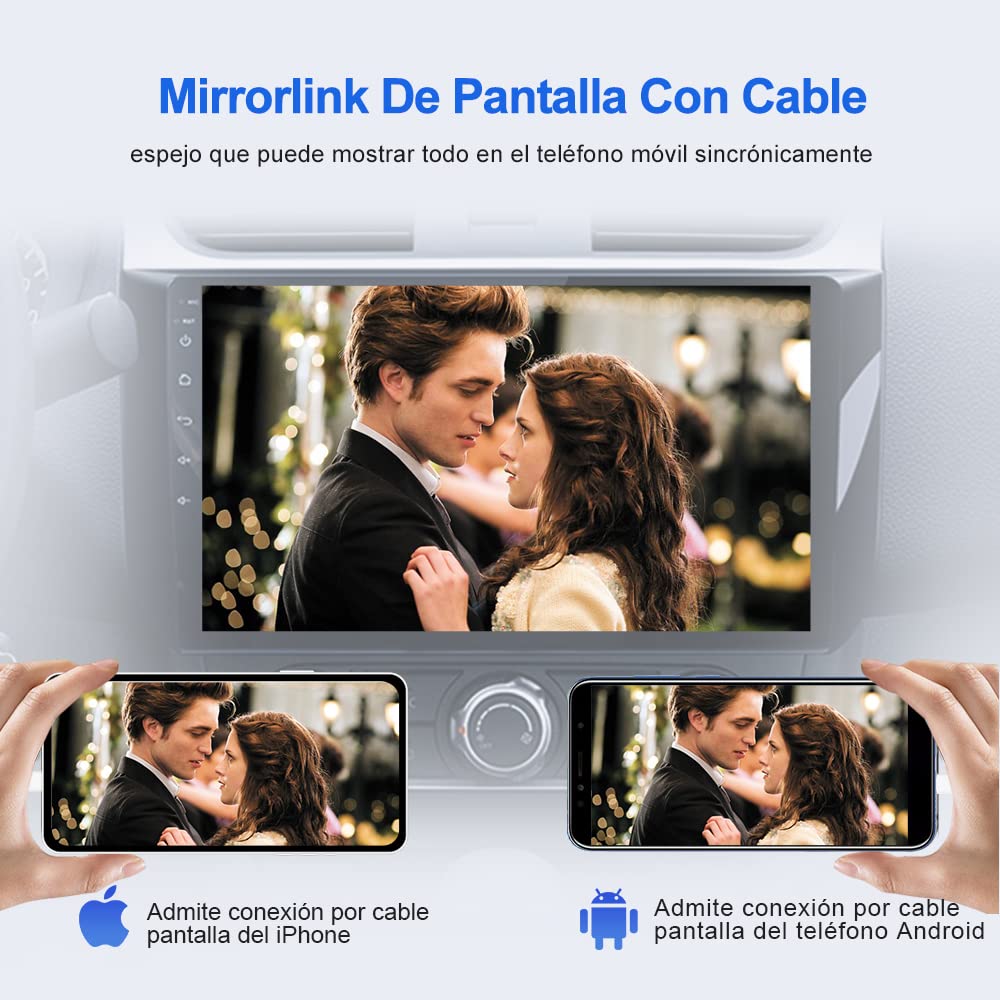 Carlinkit Nuevo Adaptador inalámbrico de CarPlay/Android Auto para la versión 4.4+ de la Radio Android del Mercado de Accesorios, Necesita Instalar el APK en el Coche, Espejo con Cable