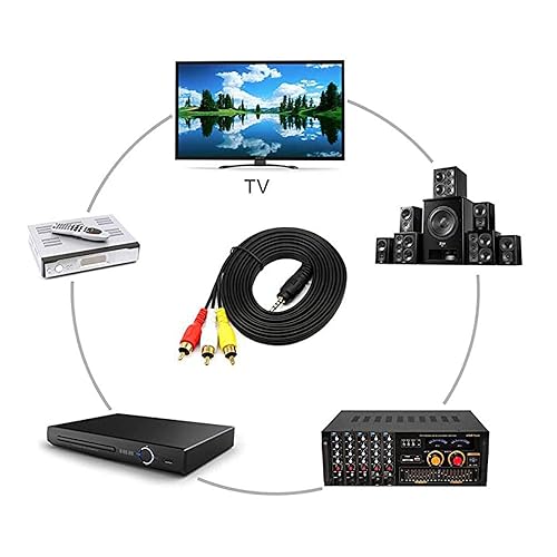 Miniatura 3 de Padarsey Cable de video para videocámara AV de 0.138 in a RCA, macho de 0.138 in a 3RCA macho, cable AUX de audio estéreo para teléfonos