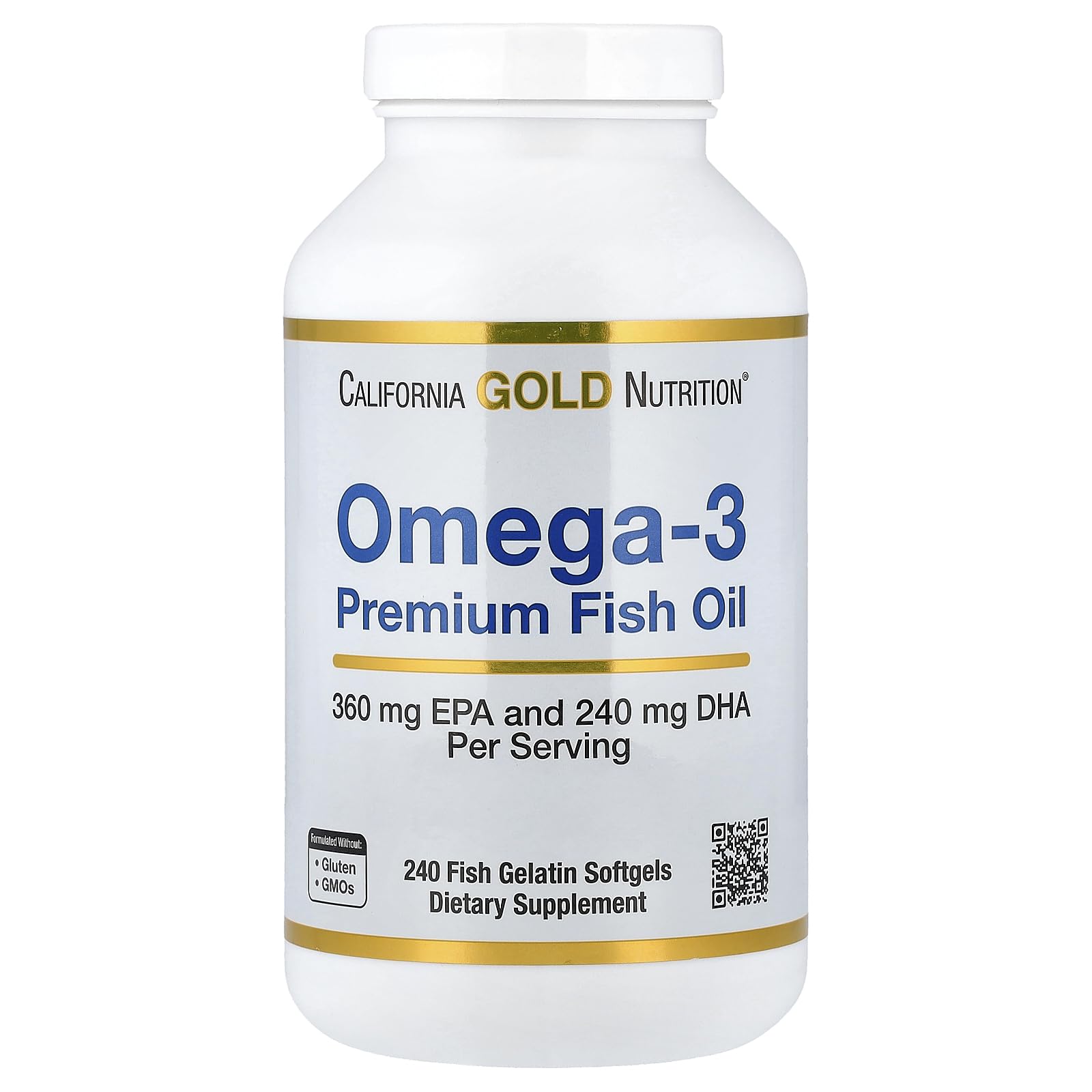 California Gold NutritionOmega-3 240 Gelatin Softgels Premium Fish Oil