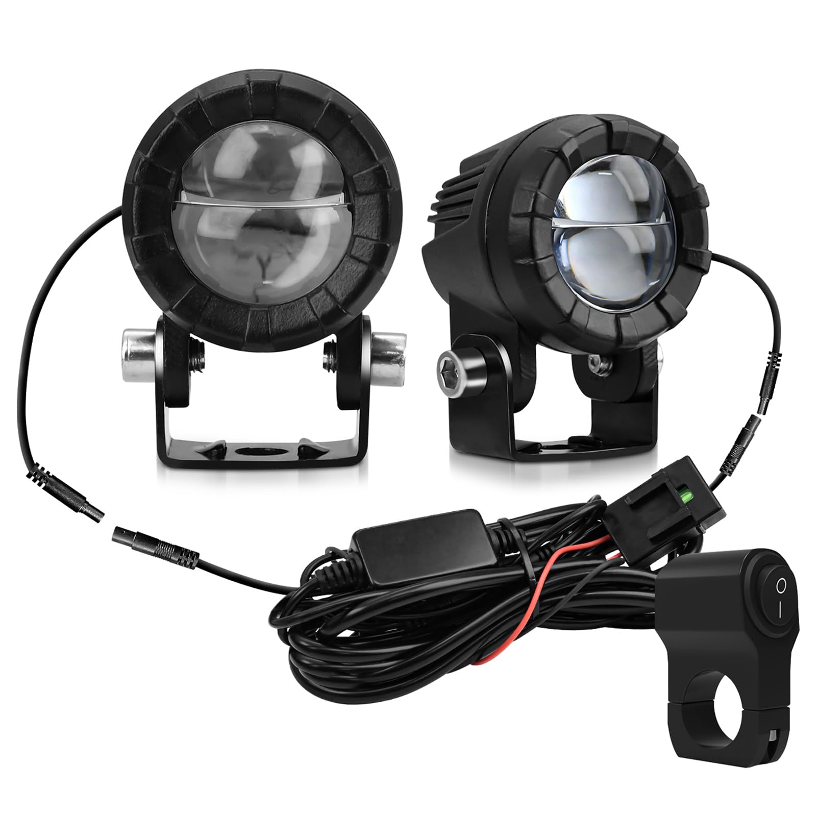 Luci Ausiliarie per Moto, Faretti a LED per Moto con Kit di Cablaggio, Set di Aggiornamento Fari per Stagni da 2 Pacchi