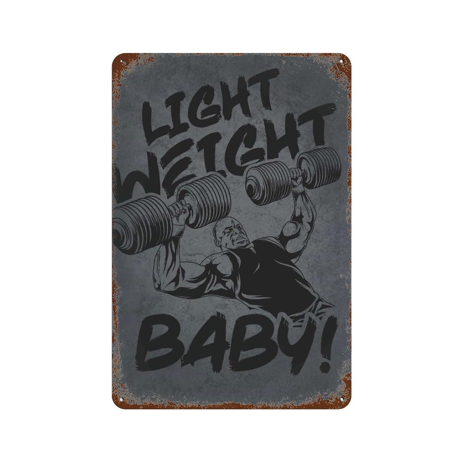 Light Weight Baby - Ronnie Coleman Bench Press Aged Metal Wall Plaque 11.8"x7.9", Classic Wall Plaque for Garage, Pub Or Kitchen
