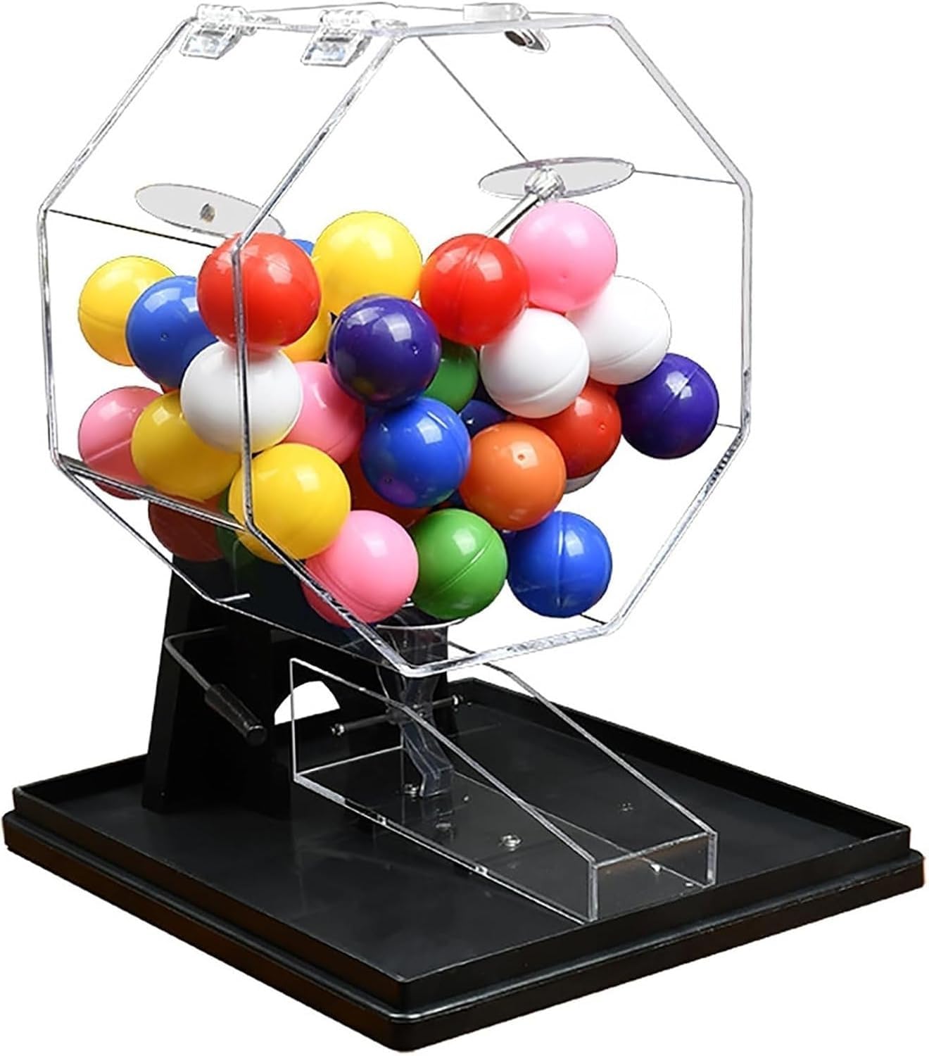Machine De Loterie Manuelle, Cage À Boules De Bingo, Machine À Tirage Porte-Bonheur en Acrylique, avec 50 Boules Colorées Ouvrables, Idéale for Les Grands Groupes Et Les Fêtes(Black)