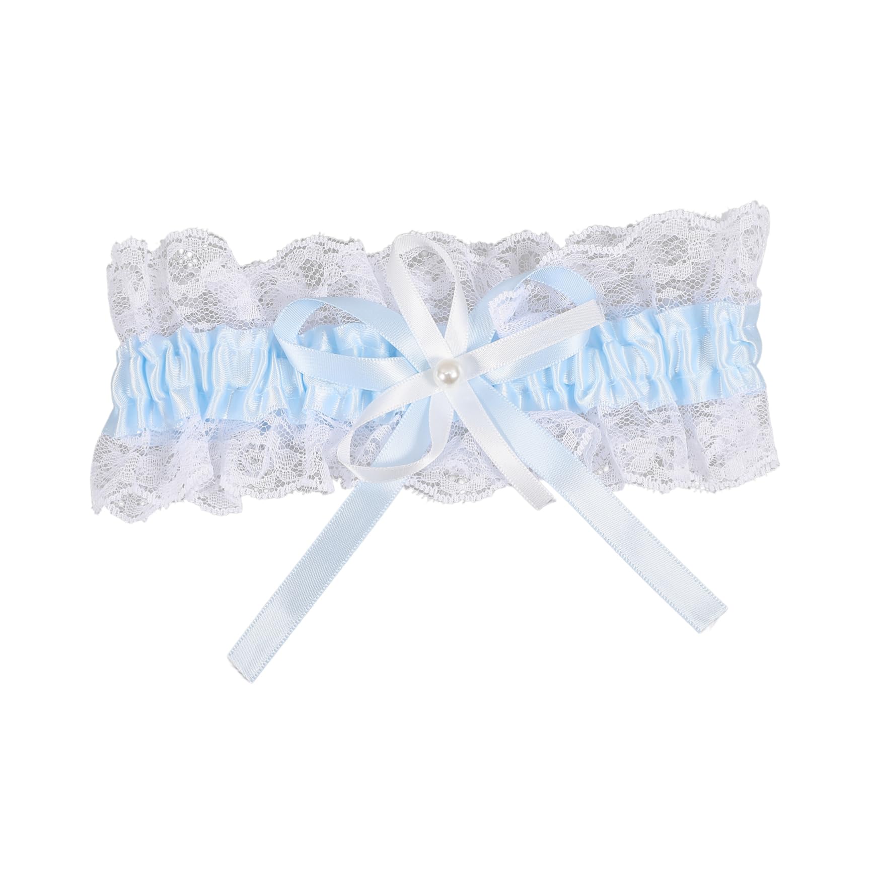 FOMIYES Strumpfbandring Junggesellin für Braut Hochzeit Gürtel Bein Braut Spitzenstrumpfband Hochzeitsversorgung Hochzeitsstrumpfschaft Imitationsperlen Sky-Blue