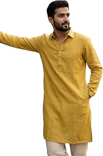 Amazon Brand - Tavasya Men Dhurandhar Style Shirt Collar Full Sleeve Ethnic Straight Kurta | Breathable Fabric | Clean Sil... Price In India