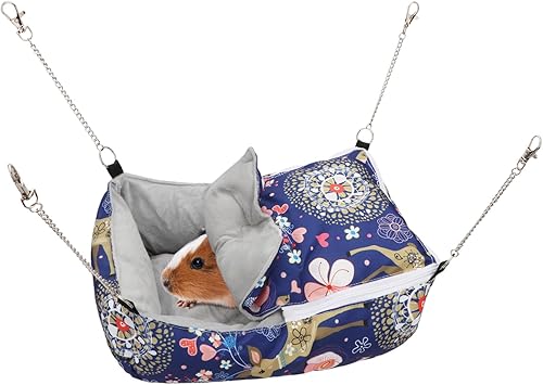 Wontee Guinea Pig Bed Warm Hammock Snuggle Bed for Young Guinea Pig Small Ferret Rat Sugar Glider Squirrel (Green)