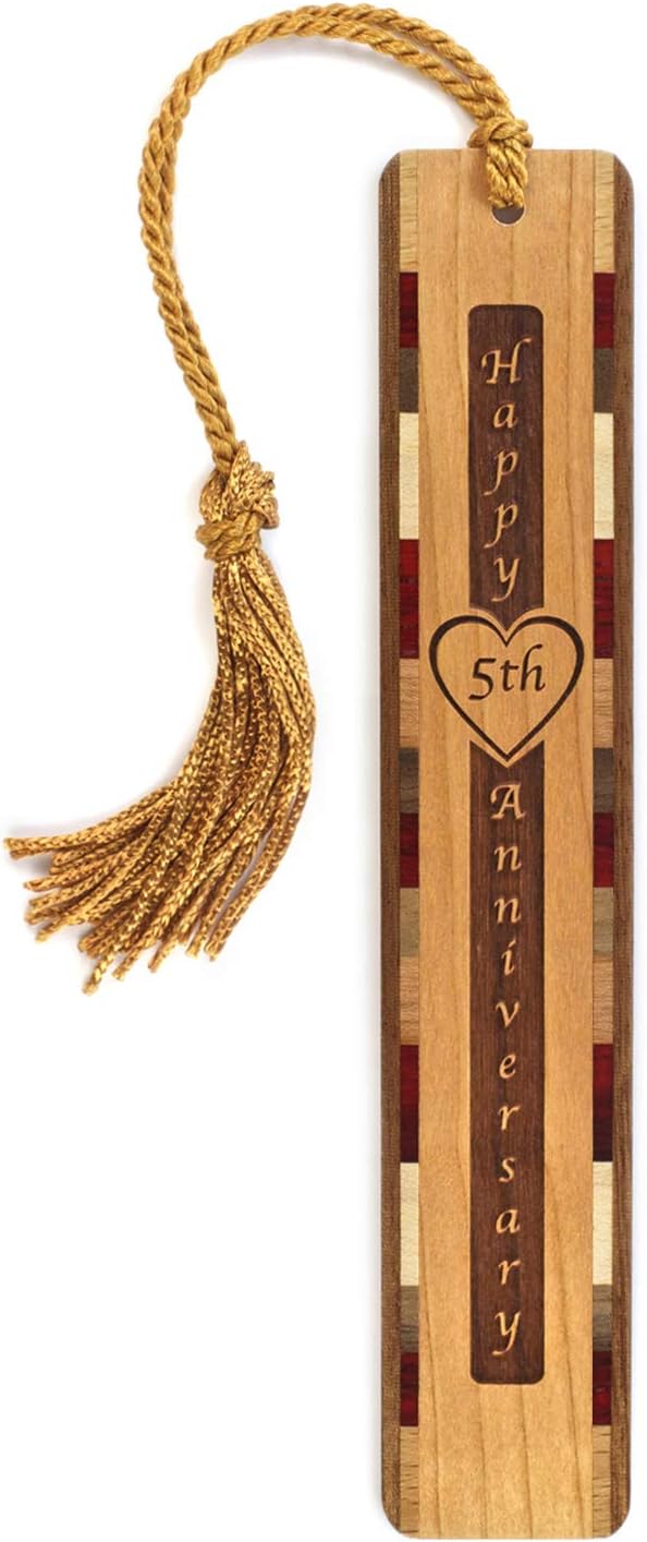 5th Anniversary Engraved Bookmark - Also Available with Personalization - Made in USA