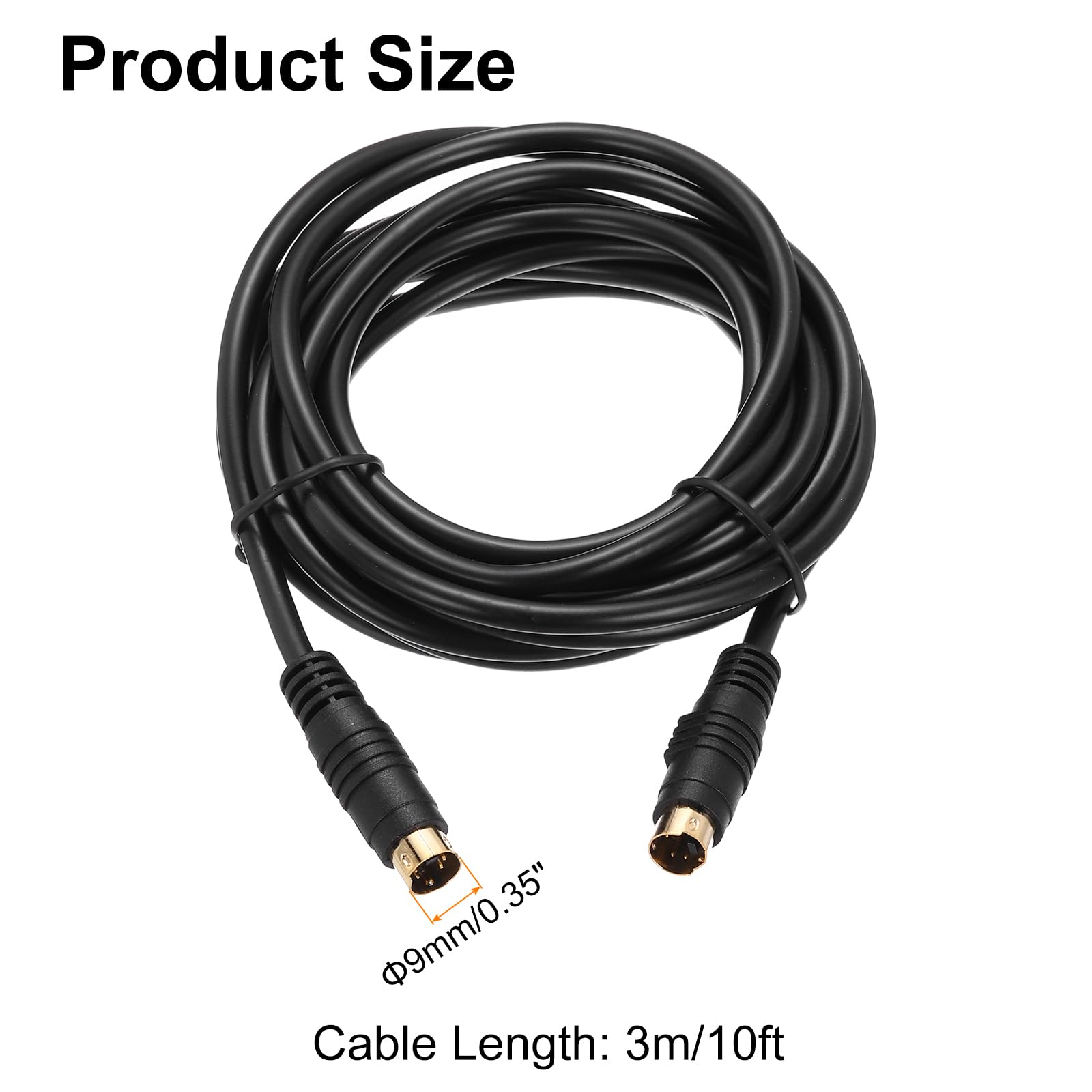 QUARKZMAN S kabel wideo 3,0 m, Mini DIN 4 Pin S kabel wideo wtyczka na wtyczkę, pozłacane przyłącza transmisja do odbiornika TV, monitora, S, VHS, VCR DVD