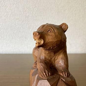 Amazon.co.jp: 堀井清美 作 木彫り 熊 高さ105cm 子熊 小ぶり