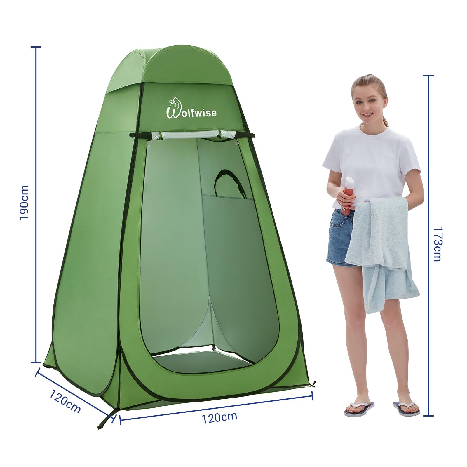 WolfWise Tienda Ducha Portatil Camping Pop Up Instantánea Carpa Vestidor con Privacidad
