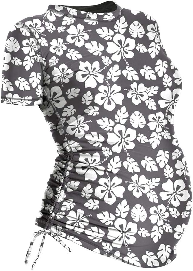 Oceanlily UV Protection 50 UPF Long Sleeve Maternity Swim Shirt - Women's Swimsuit Coverup - Ruched Rash Guard