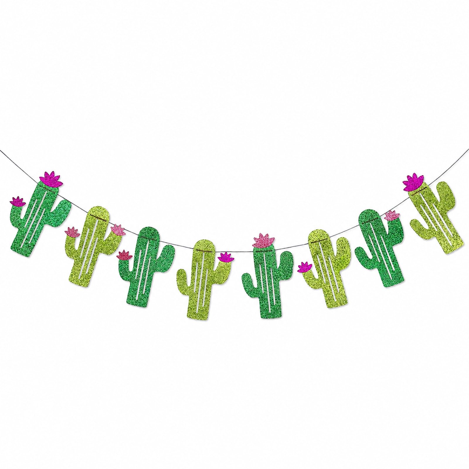 Mistillion Tropical Fiesta Cactus Flag Bunting, Green Paper Garland Banner for Cactus Theme Party, Birthday, Taco Tuesday, Hen Party, Wedding & Tropical Decor (3m Length)