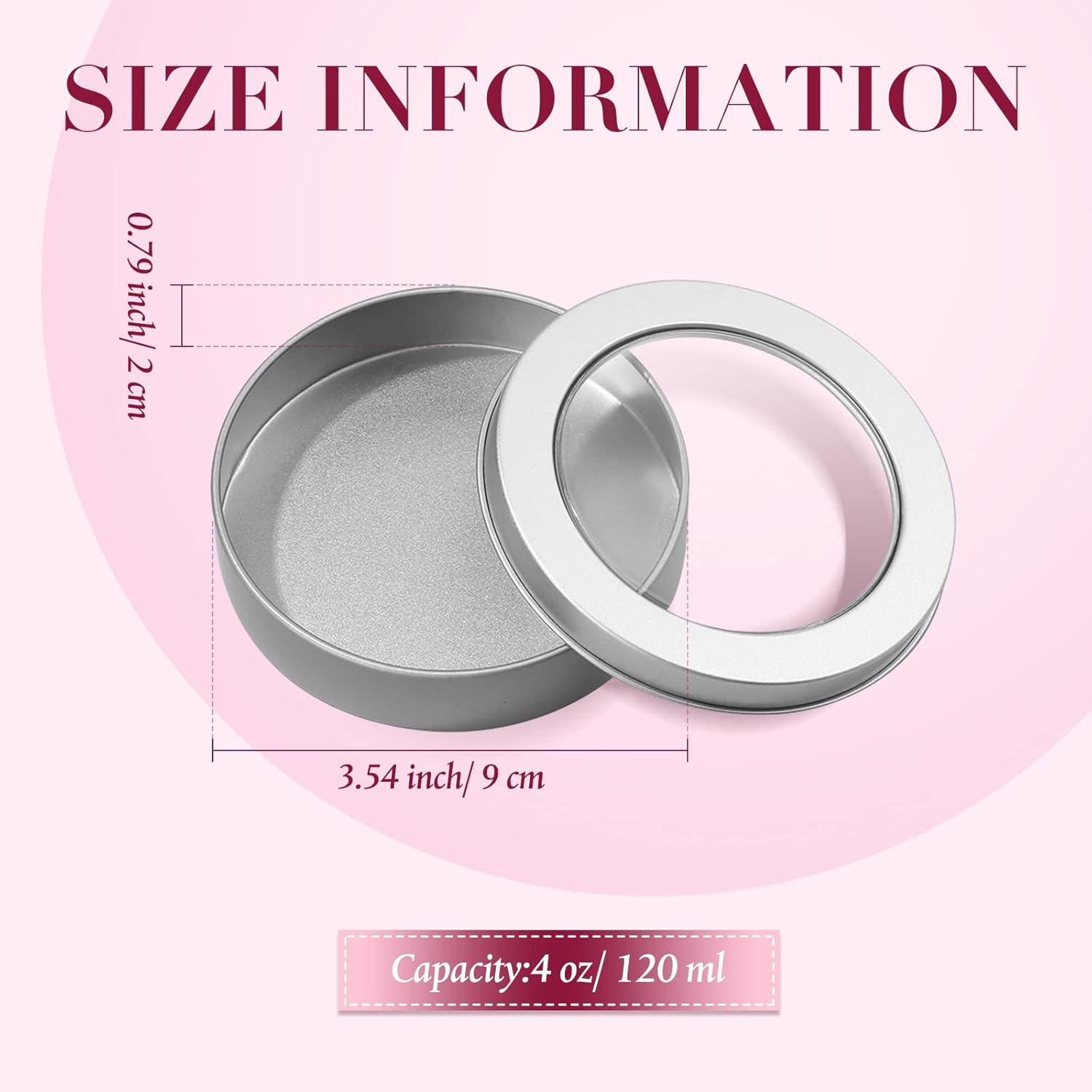 TecUnite 100 Pcs 4 oz Metal Tin Cans Small Round Tin Container Cans with Clear Lid Spice for Kitchen Office Home Candle Storage Cosmetic Sample Travel Salve Cream