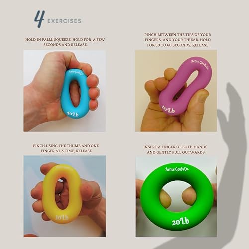 Miniatura 5 de ActiveGoodsCo - Ejercitador de manos y antebrazos - Anillo único o juego, resistencia 10-120 libras, diámetro 2.5-3,5 pulgadas. Visita para ver más