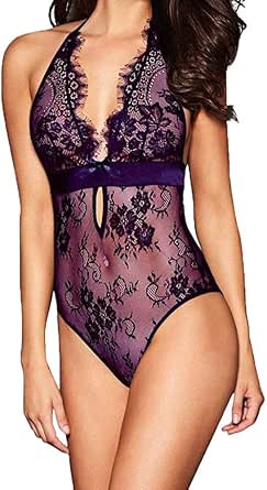 AllureLove Lingerie Sexy Un Pezzo Per Taglie Forti - Pizzo Rosso Con Apertura Intima (4XL/US 3XL)
