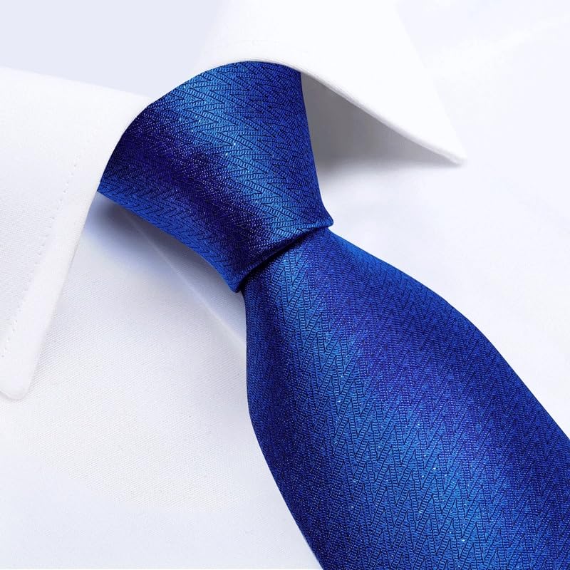 Set de corbata de seda para hombre con pañuelo y gemelos miniatura 5