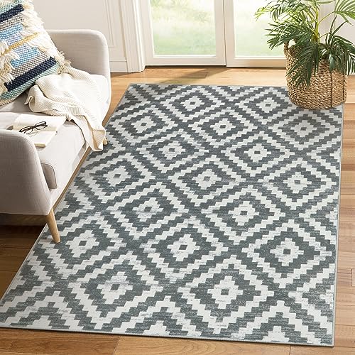 Lahome Washable Rugs for Living Room Black and White Rugs for Bedroom Soft Rugs for Entryway, Moroccan Geometric Trellis Non Slip Stain Resistant Indoor Floor Carpet for Kitchen Home Office,