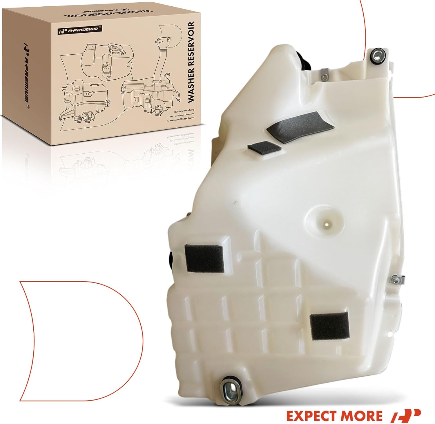 A-Premium Windshield Washer Reservoir Tank Assembly Compatible with Chevrolet Trailblazer 2002-2009 & GMC Envoy 2002-2009 & Buick Rainier 2004-2007 & Oldsmobile Bravada & Saab 9-7x - with Cap