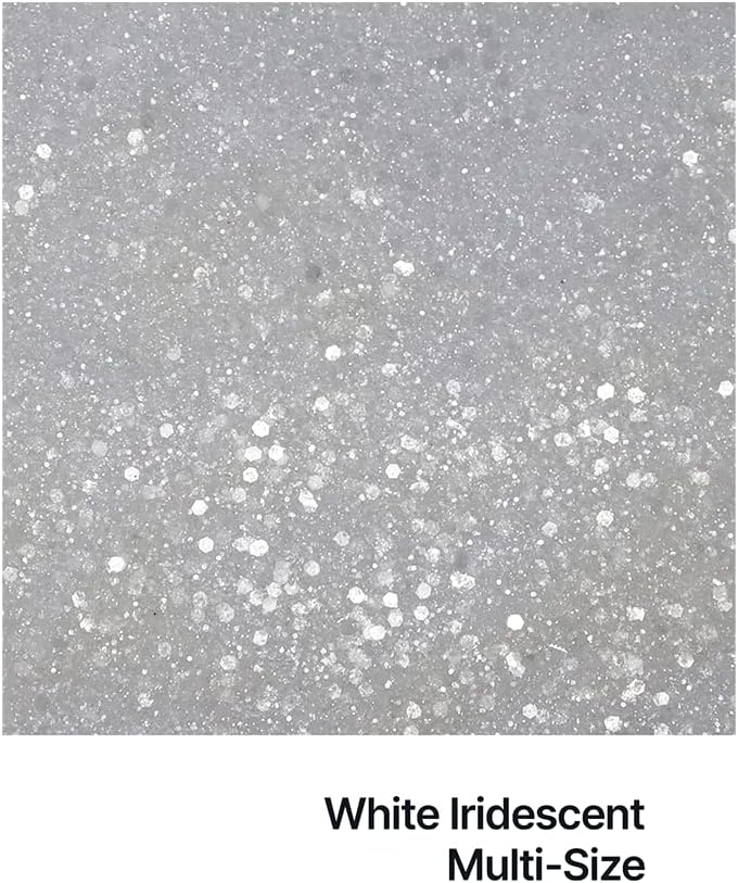 Hemway Craft Glitter White Iridescent 100g Multi Size Glitter for Crafts Resin, Cosmetic, Nail, Face, Body, Festival - Image 3