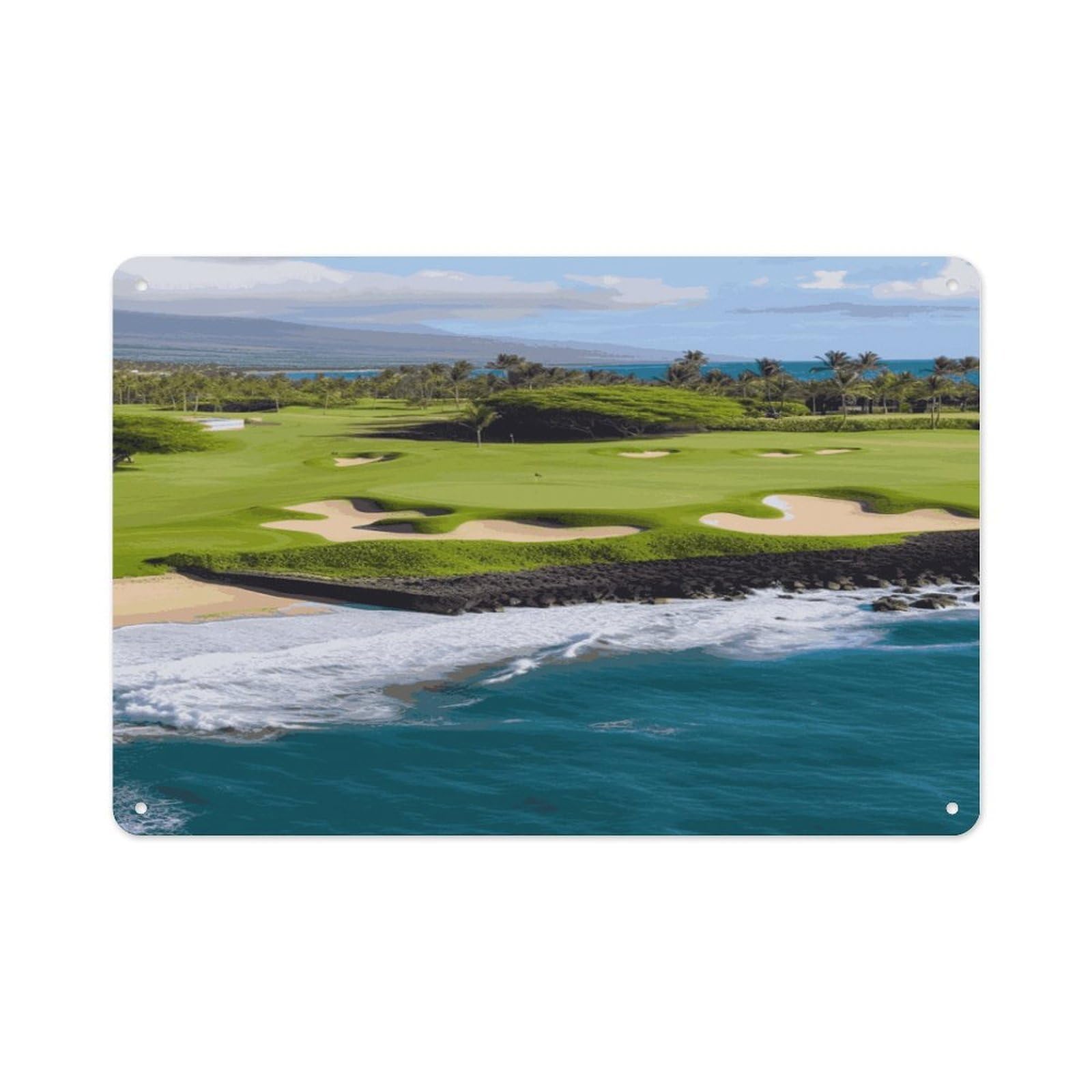 Btcowzrv Style Hawaii Beach Golf Course Metal Sign 7.9 X 11.8 Inch, Aluminum Sign Wall Art Decor Easy To Install, Decorative Plaque For Home Bar Kitchen Pub Shop Garage