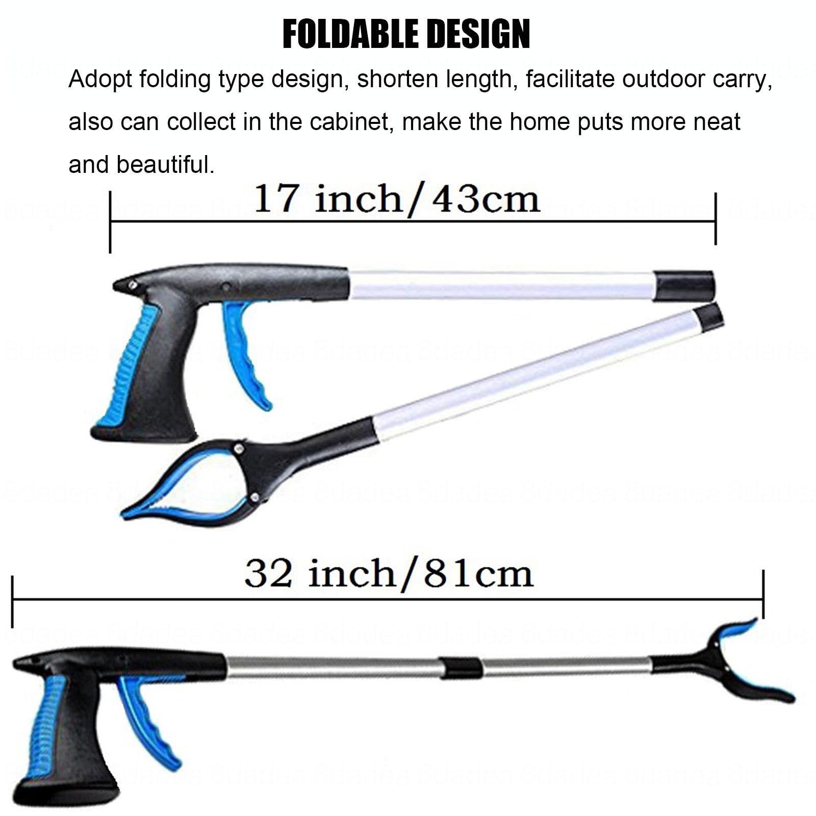 AMNOOL Agarrador de Alcance Extra Largo de 32 Pulgadas para Ancianos - Pinza Plegable y Herramienta de Alcance con Mordaza Giratoria (Paquete de 2),Blue