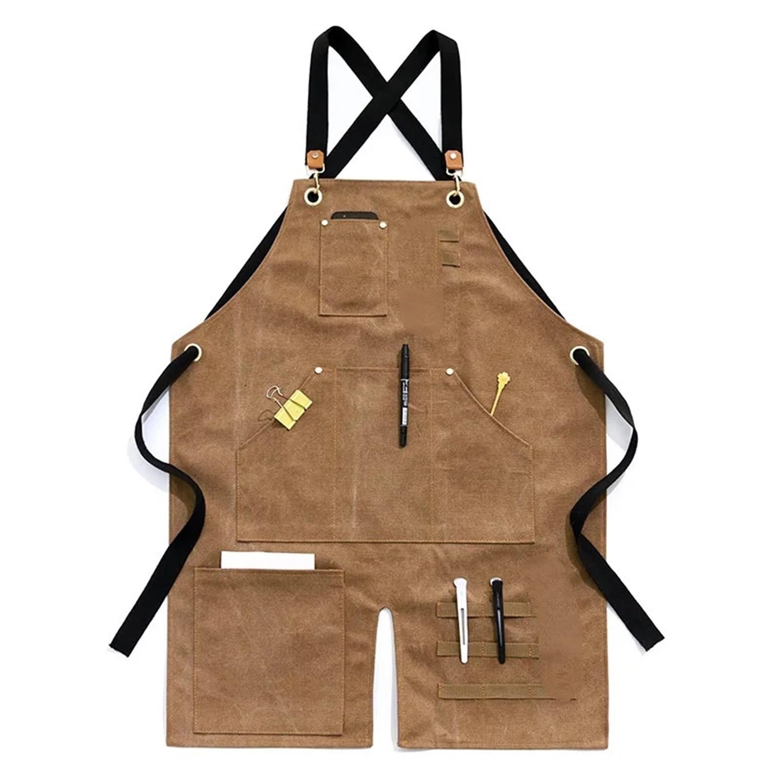 Tablier de travail en toile avec poches, résistant à l'eau pour le travail du bois, la coiffure et la réparation d'outils