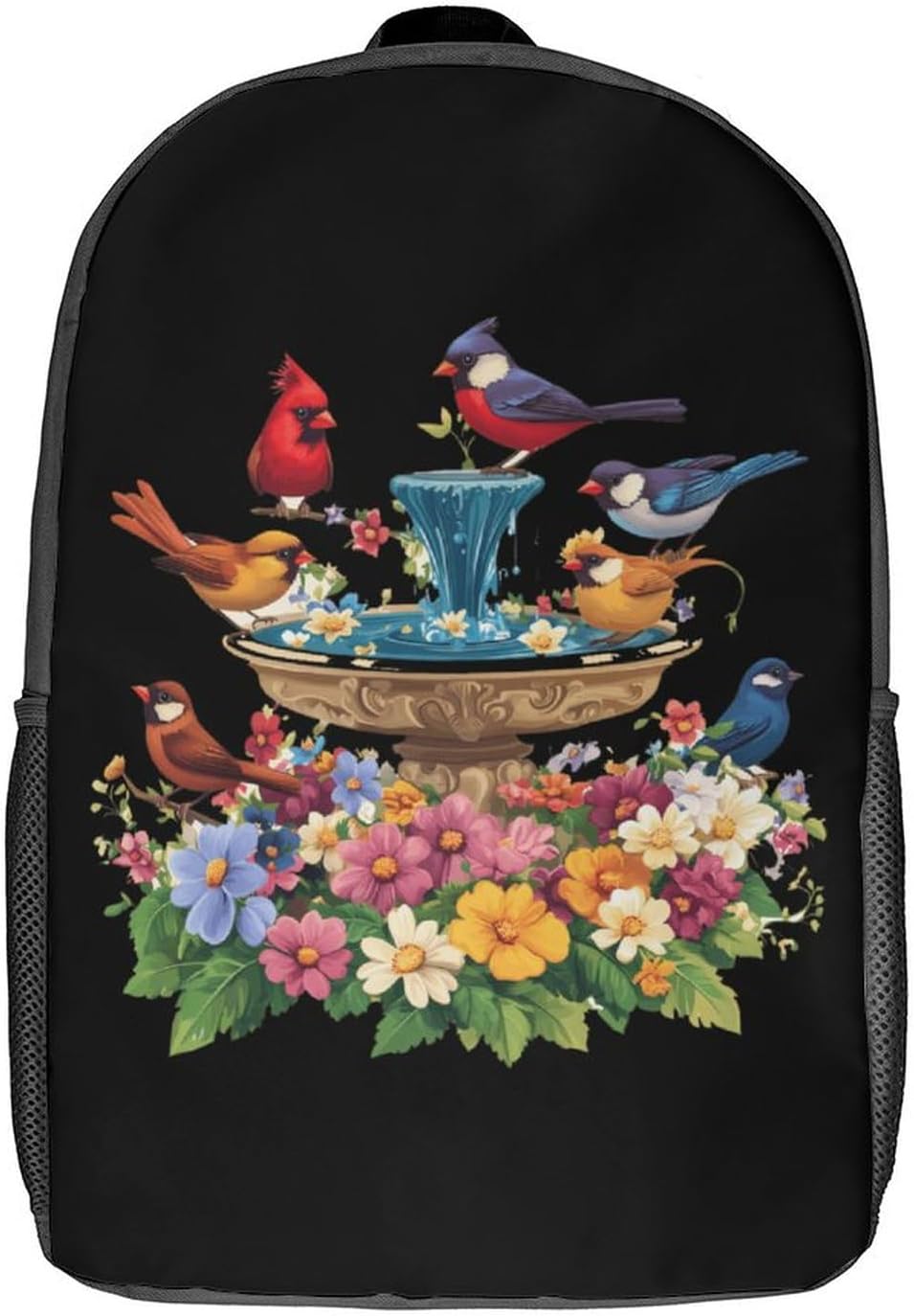 Cardinal & Chickadee Birds Spring Flowers Laptop Backpack for Men Women 17 Inch Shoulder Bag Travel Daypack