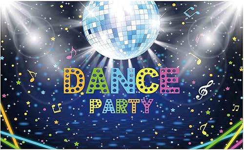 Allenjoy Telón de fondo de fiesta de discoteca con luces de neón brillantes, bola de los años 70, 80, 90, cumpleaños, fiesta de baile, decoración de