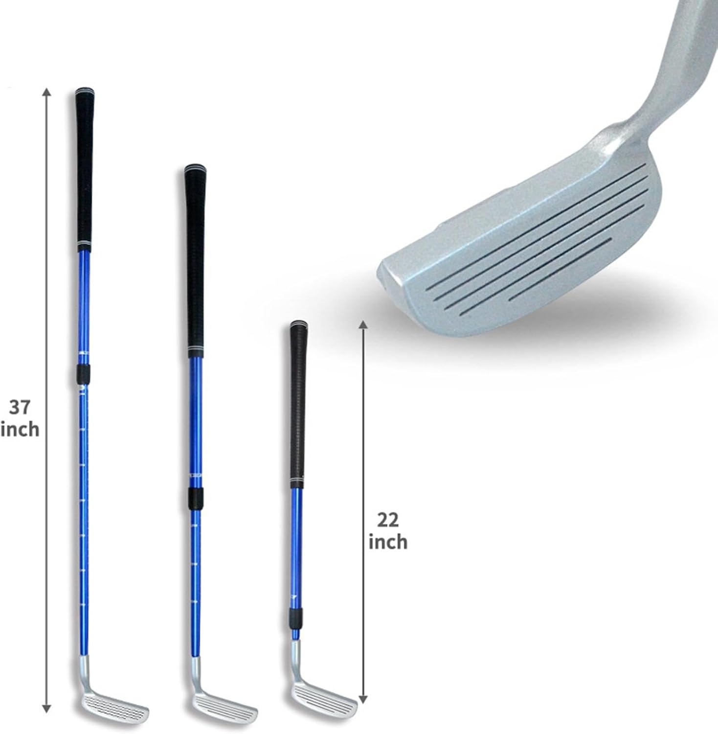 Two Way Golf Chipper Practice Club with Adjustable Length for Left and Right Handed Users, Blue