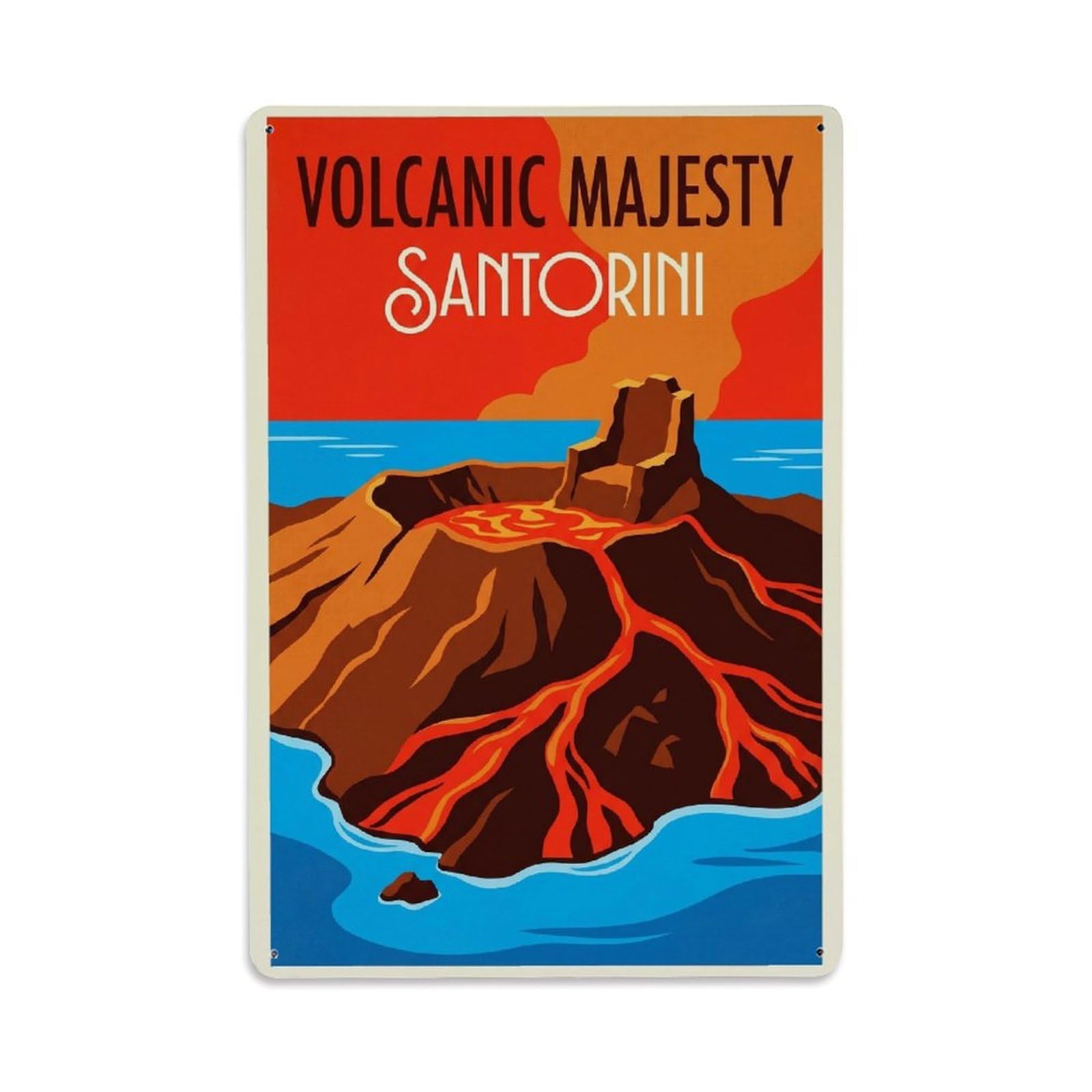 Gead 8X12inch Style Vintage Travel Santorini Volcanic Majesty Metal Tin Sign