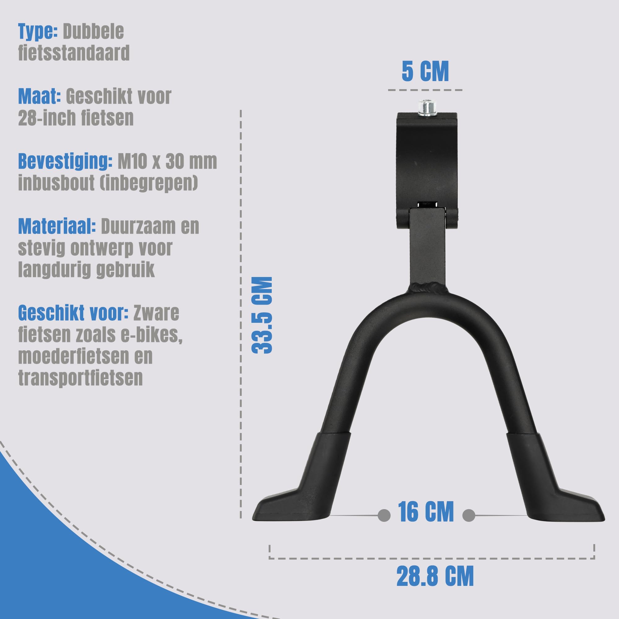 Fahrradständer Doppelbein 28 Zoll - Stabiler Zweibeinständer für E-Bikes & Transporträder | Universal & Extra Stark | Mittelständer für Mutter Fahrrad & Schwere Fahrräder