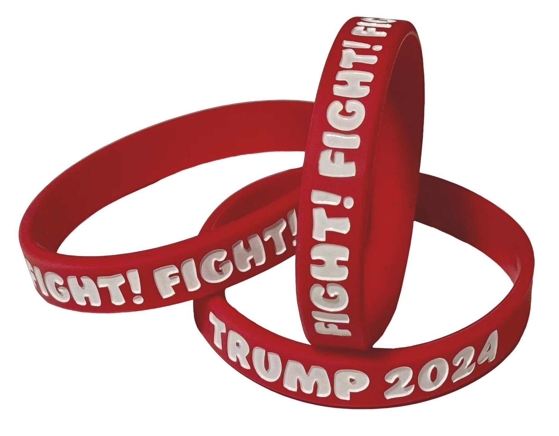 3 Pack TRUMP 2024 FIGHT! FIGHT! FIGHT! Debossed Rubber Bracelets - Quality Thick Silicone Wristbands (Small (7