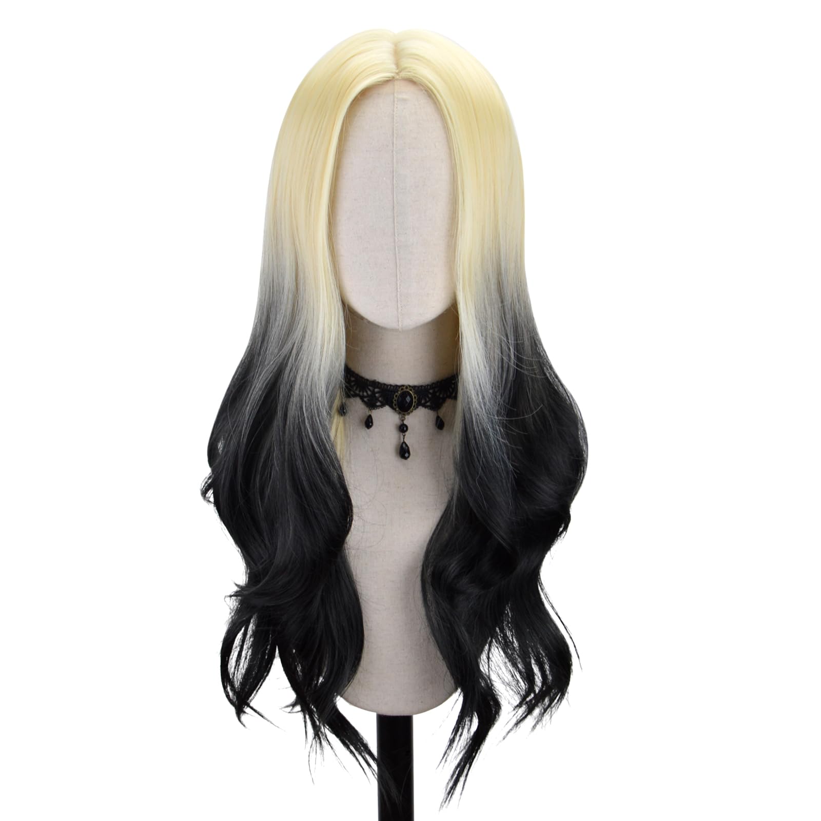 FREE BEAUTY Long  Wavy Wig for Women 26 Inch Middle Part Curly Wavy Wig Natural Looking Synthetic Heat Resistant Fiber Wig for Daily Party Use: Gold Black Mix