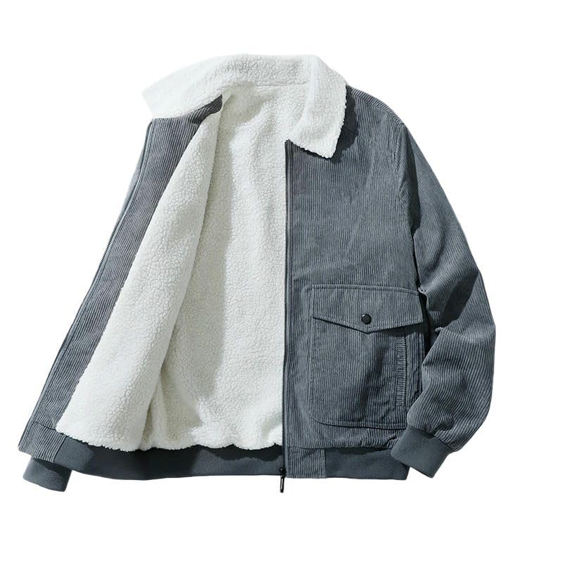 Chaqueta de pana para hombre de mediana edad abrigo forrado para trabajo de invierno 6
