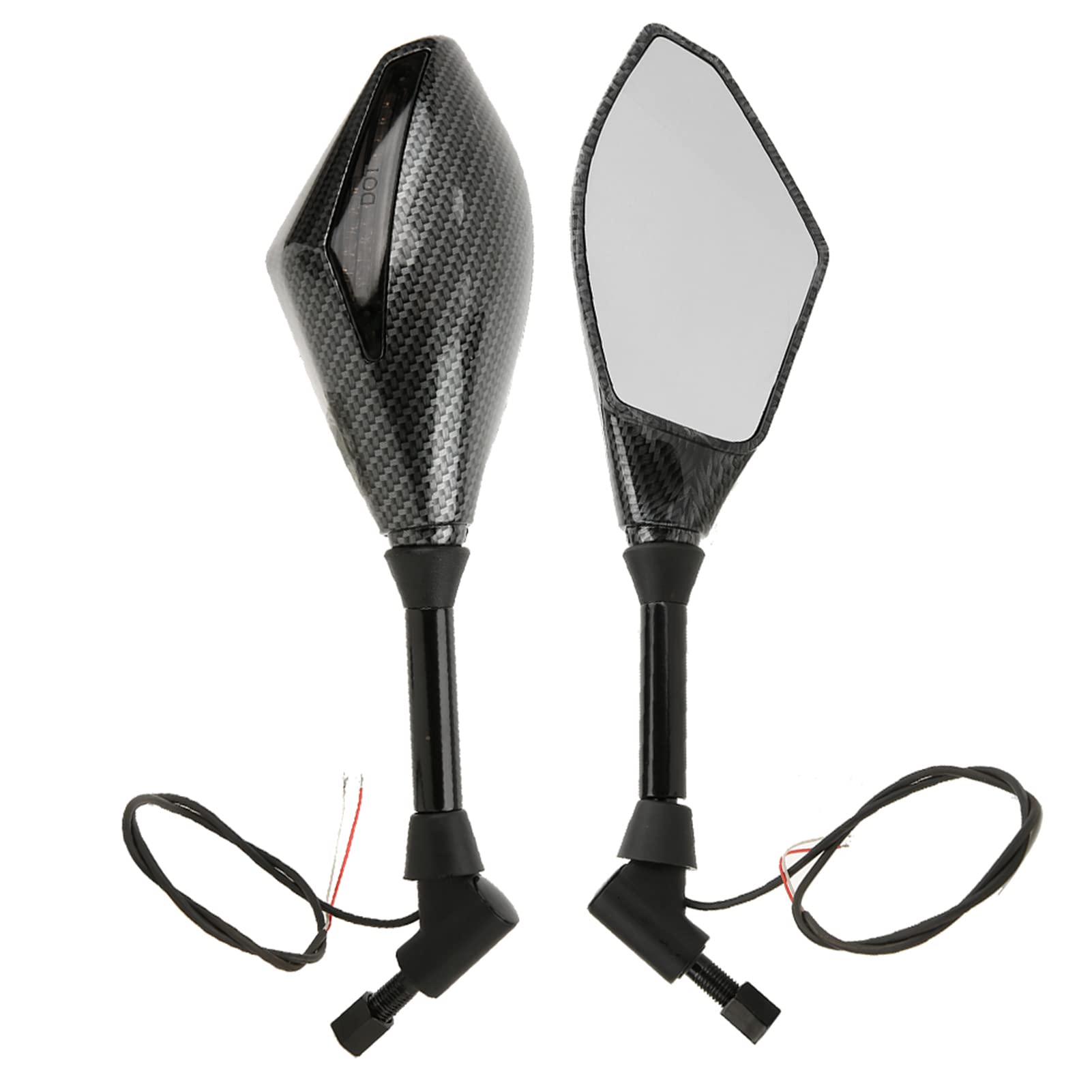 Lusterka boczne LED z kierunkowskazem do kierownicy 10 mm kierownica motocykl regulowany ABS uniwersalny czarny para do skutera motocyklowego