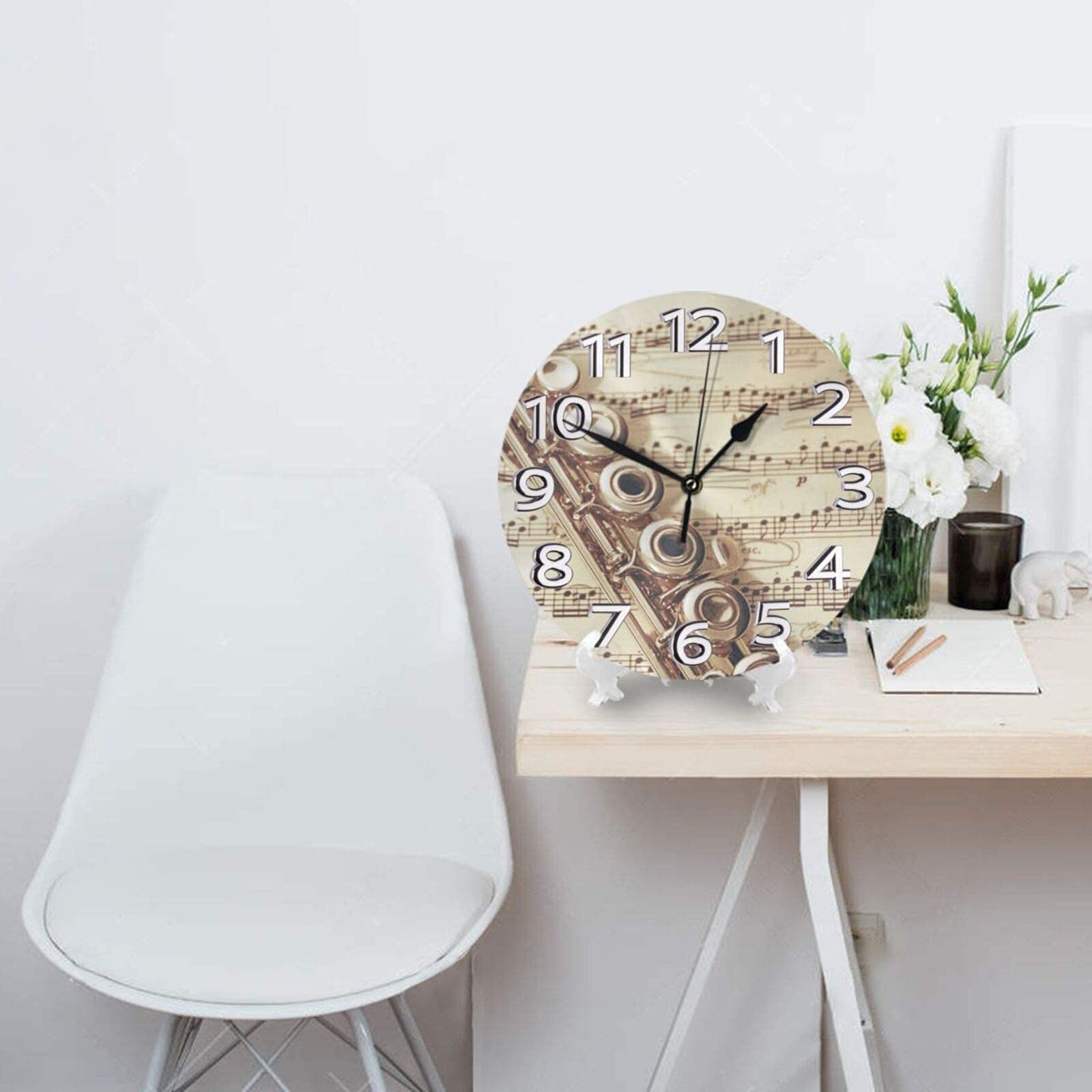 Reloj con número de música de Flauta Moderno silencioso DIY Grande sin Marco Ideal para Cualquier habitación en el hogar, Comedor, Cocina, Oficina, Escuela