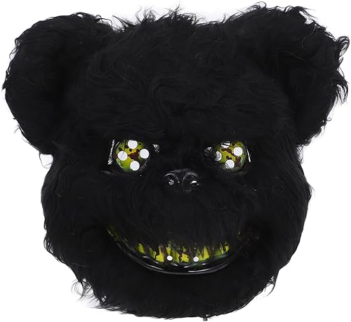 Sosoport Máscara de miedo de Halloween de oso negro, máscara espeluznante de felpa de oso negro, máscara de miedo, accesorios de disfraz de cosplay