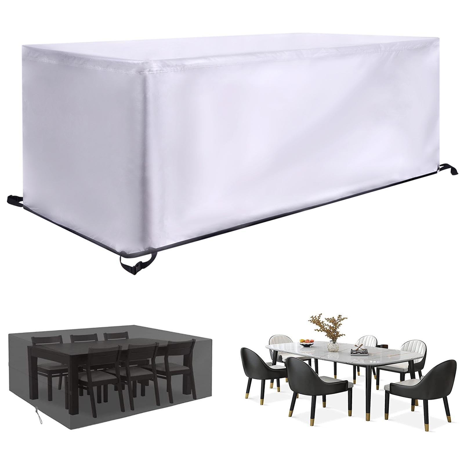 Copertura Impermeabile Per Mobili Da Giardino 225x110x75 Cm In Tessuto Oxford 420D – Anti-UV E Antivento