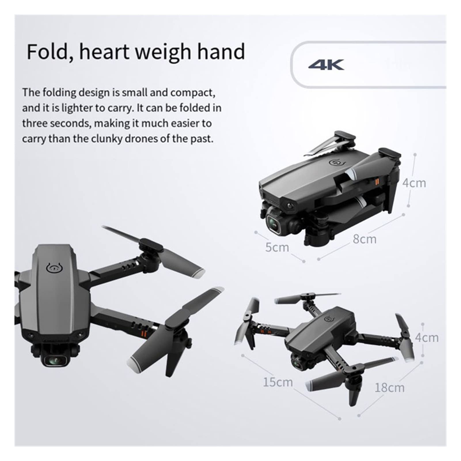 Drone Mini RC Drone 4K Podwójna kamera HD Kamera szerokokątna 1080P WiFi Ciśnienie powietrza Stała wysokość FFoldable Quadcopter Drone Toy (Kolor: 1080P Rozmiar pudełka: 1) (Podwójne kamery 4K 2 1)
