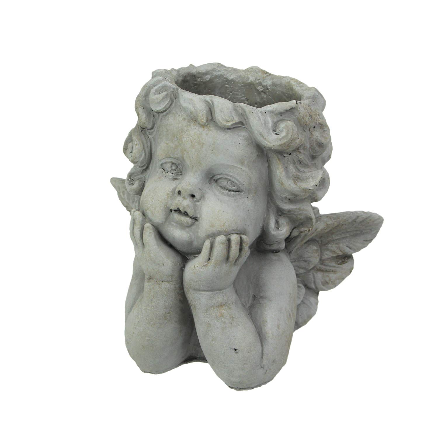 Jardinière d'extérieur Cherub Angel gris 20,3 cm contre les balcons tristes