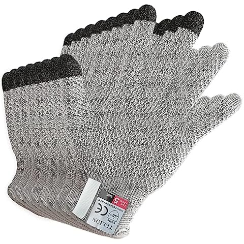 TELION Cut Resistant Gloves, EN388 Level 5 Cut Resistant Gloves, No Cut Gloves, Cut Proof Gloves, Food Grade, 4 Pairs Cover