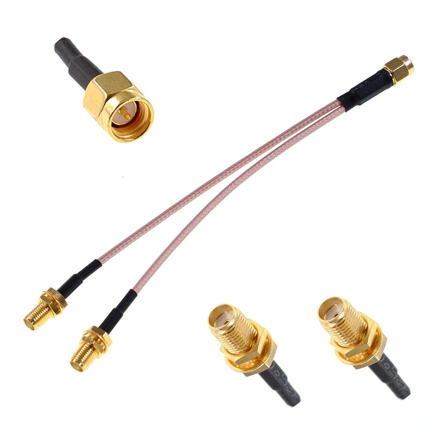 NBR SMA Male to Dual SMA Female Y Type Cable Splitter Combo Jumper Pigtail RFCable RG316-30cm