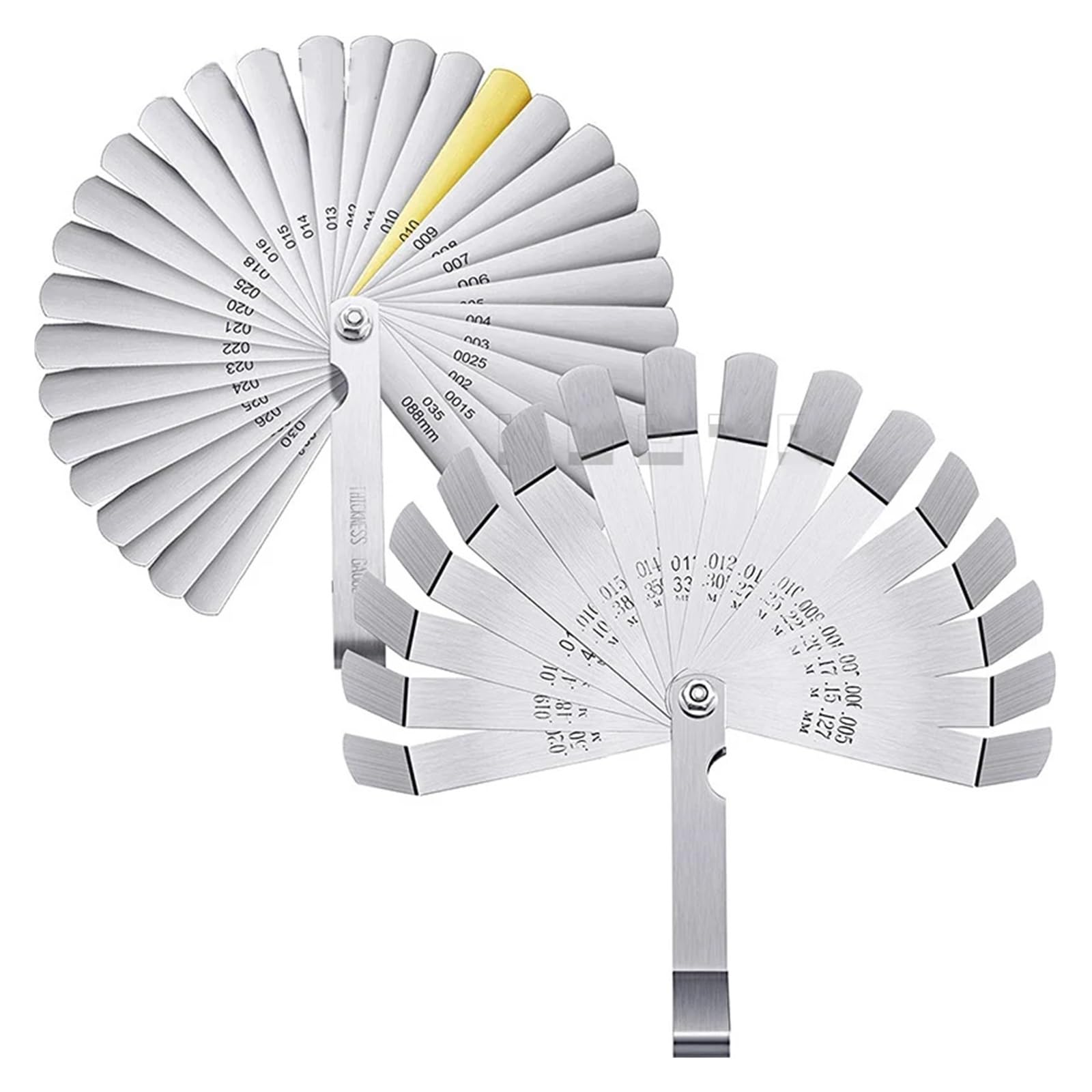 Miarka szczelinowa stożkowa, Zestaw metrycznych szczelinomierzy 14-32 ostrza 0,04-0,88 mm mosiężny zawór popychacz(32PCS)