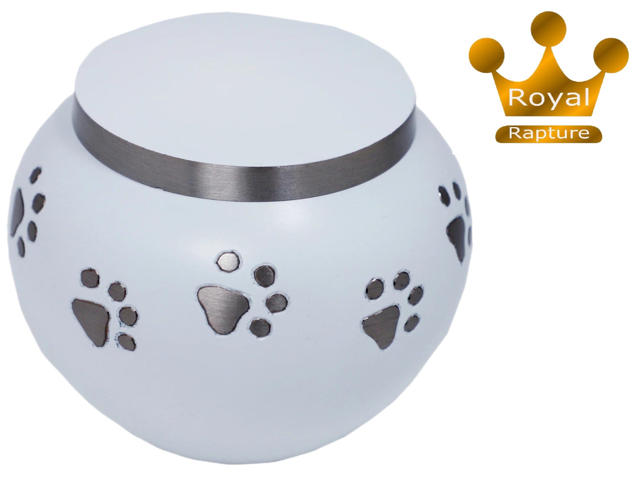 Royal Rapture Urn For Ashes Memorial Funeral Cremation Love Urns decorativePaw Engraved Jar, White, 6" - Image 2