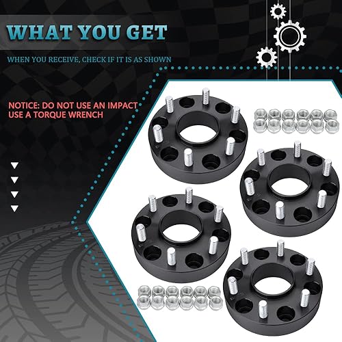 Miniatura 2 de Espaciadores de rueda forjados de 1.5 pulgadas, 0.236 x 5.500 in (orificio del cubo de 3.075 in, pernos M14x1.5) Adaptadores espaciadores centrados