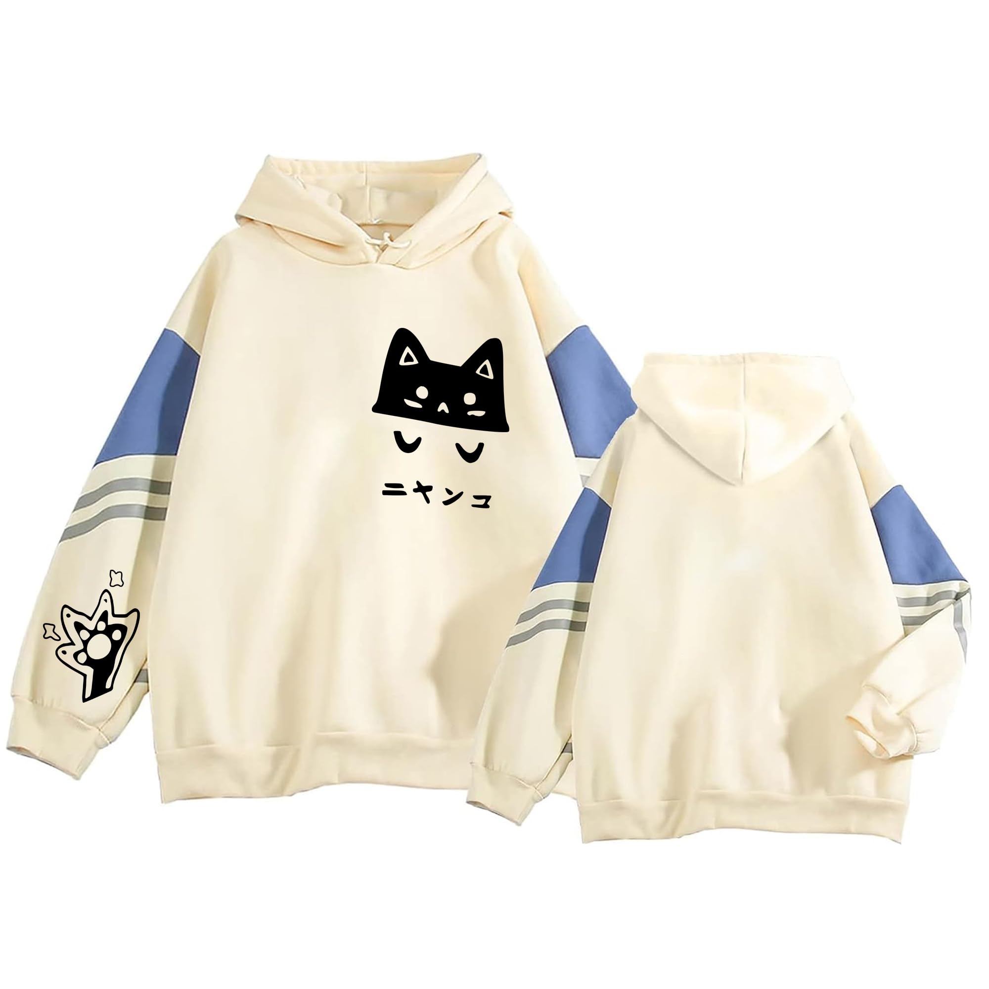NICNZQI Women's Hoodies Cute Cat Printed Oversized Sweatshirts Trendy Casual Cozy Long Sleeve Pullover for Teen Girls